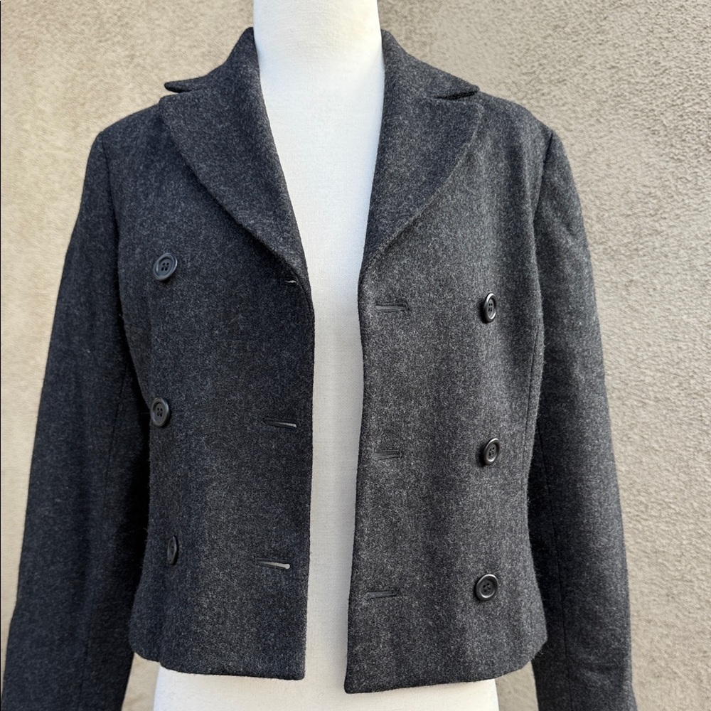💥 J. Crew Charcoal Wool Double-Breasted Pea Coat - Picture 2 of 9